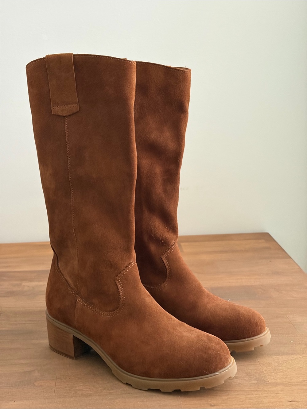 OTBT Tallow Suede Mid-Calf Boots Lug Sole Brown 9.5M